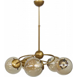Heronia Lighting Top/5L Κρεμαστό Φωτιστικό Οροφής Μπάλα Πολύφωτο E27 Χρυσό 01-0312