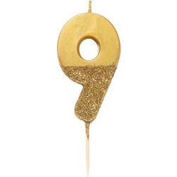 Kεράκι Nούμερο 9 Xρυσό Mε Glitter Talking Tables