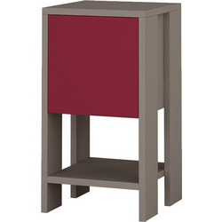 Ξύλινο Κομοδίνο με 1 Ράφι και 1 Ντουλάπι 30 x 30 x 55 cm Χρώματος Taupe / Μπορντό Bakaji 02815282