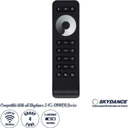 71573 RS6 SKYDANCE Ασύρματο Χειριστήριο Αφής RF 2.4Ghz 4 Καναλιών για όλα τα Μονόχρωμα 4 Καναλιών SKYDANCE Controller DC 3V 2 x AAA - IP20 Μαύρο Μ15.5 x Π4.5 x Υ1.9cm
