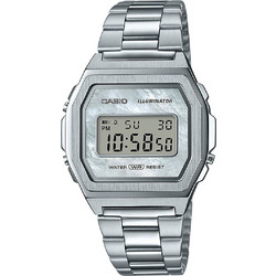 Casio Ψηφιακό Γυναικείο Ρολόι Χρονογράφος με Ασημί Μεταλλικό Μπρασελέ A-1000D-7EF