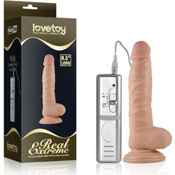Lovetoy Real Extreme Long 8.5" with Suction Cup Vibrator Ρεαλιστικός Δονητής για Ζευγάρια με Τηλεχειριστήριο 22cm Flesh