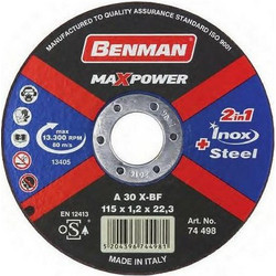 BENMAN 74499 Δίσκος Κοπής Σιδήρου & Inox MaxPower 125X1.2 A30 X-BF