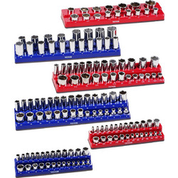 VEVOR Magnetic Socket Organizer Set 6PCS Socket Trays Blue & Red for Metric SAE
