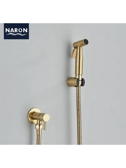 Naron Επιτοίχιο Σετ Μπιντέ με Ντουζάκι shut-off NR605BG BRUSHED GOLD