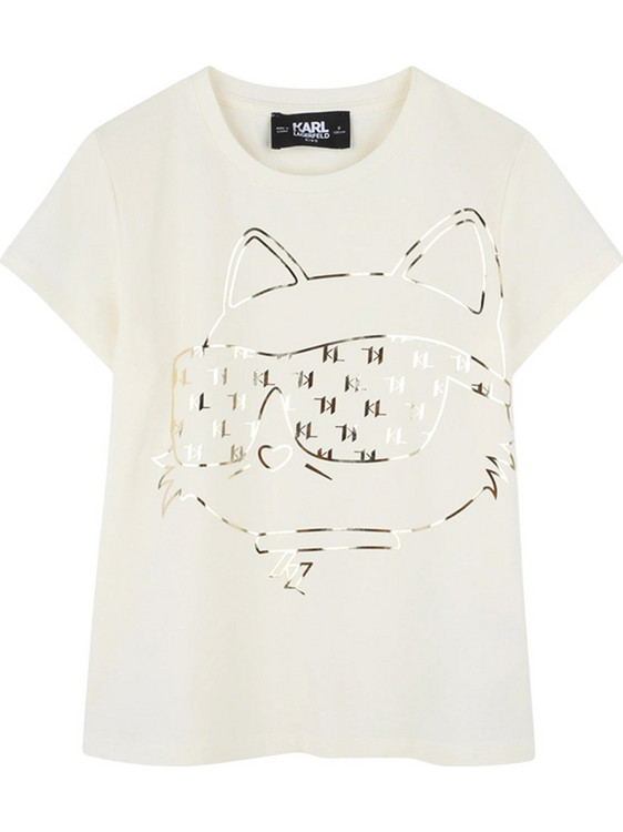 Karl Lagerfeld Παιδικό T-Shirt Κοντομάνικο Λευκό Χρυσό Z30447-122