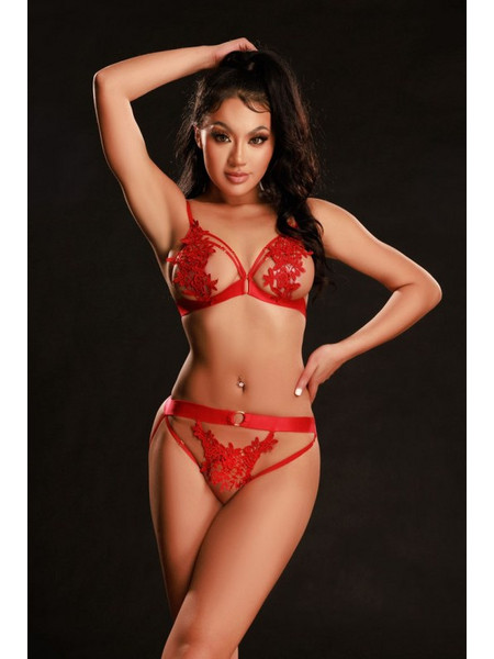 Join Γυναικείο Sexy Κορμάκι Με Λουλούδι Σχέδιο 8163-002 Κόκκινο