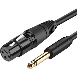 Ugreen AV131 Καλώδιο ήχου Καλώδιο μικροφώνου XLR (θηλυκό) - υποδοχή 6,35 mm (αρσενικό) 2 m μαύρο (20719)