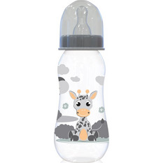 Lorelli Πλαστικό Μπιμπερό με Θηλή Σιλικόνης 0m+ Ice Grey Giraffe 250ml