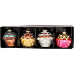 Σετ 4 κρεμαστά στολίδια Xmas cupcakes Φ-6.5 εκ. Iliadis 87424