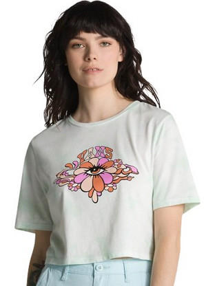 VANS PSYCHEDELIC EYE PRINT CROP T-SHIRT CLEARLY AQUA