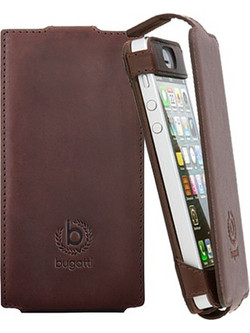 BUGATTI ΘΗΚΗ IPHONE SE/5S/5/5C LEATHER FLIP CASE BROWN