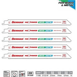 BENMAN Σπαθόλαμα Ξυλου Μετάλλου 225mm S1122HF MaxPower 5 τεμ