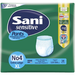 Sani Sensitive Pants No4 XLarge Πάνες Βρακάκι Ακράτειας 6 Σταγόνες 14τμχ