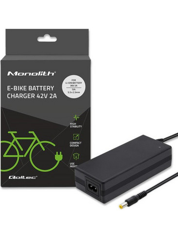 Qoltec 50761 Charger for e-bike batteries 36V | 42V | 2A | 5.5*2.5