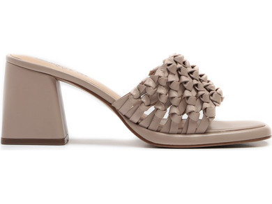 Emanuelle Vee Block Heel Mules Nappa Beige