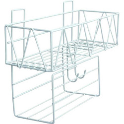 Επιτοίχιο Μεταλλικό Ράφι με Γάντζους 30x12.5x24cm Άσπρο ή Μαύρο