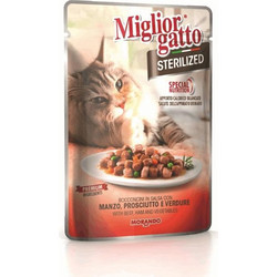 Morando Miglior Gatto Adult Sterilised Chunks with Beef, Ham & Vegetables 85gr