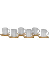 CACTUS ΚΟΥΠΑ ESPRESSO ΣΕΤ 6 ΤΜΧ ΠΟΡΣΕΛΑΝΗ BAMBOO ΛΕΥΚΟ ΦΥΣΙΚΟ 32x28xH7cm c492455