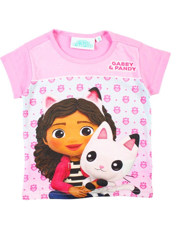 Παιδικό Κοντομάνικο Μπλουζάκι T-Shirt Gabby Το Κουκλόσπιτο της Γκάμπι Ροζ Χρώμα