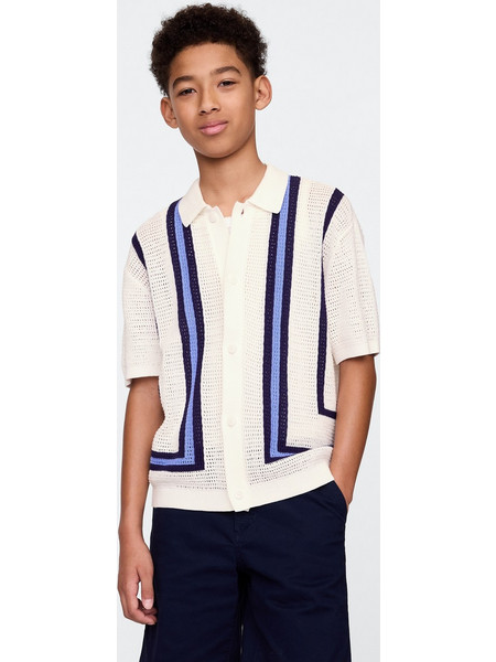 Παιδικό Relaxed Crochet Πουκάμισο Off white stripe