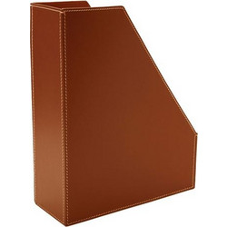 Θήκη Περιοδικών Δερμάτινη Γωνία Cognac/White (31x25x9 cm)