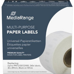 Ετικέτες Γενικής Χρήσης MediaRange (Dymo 99012/S0722400) 36x89mm. 260 pcs (Μαύρα Γράμματα σε Λευκό Φόντο)