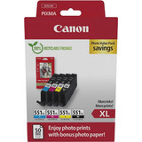 Canon CLI-551 XL B/C/M/Y Photo Value Pack 4 Μελανιών Εκτυπωτή Inkjet 66233844