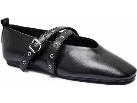 TOMMY JEANS TJW Leather Crossover Strap Mary Janes - Black