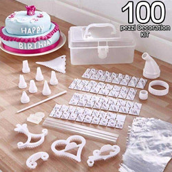 BAKAJI Σετ 100τμχ Διακόσμηση Τούρτας Cake Design Με Σακούλα Ζαχαροπλαστικής Μύτες Σχήματα Θήκη 02817092