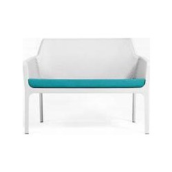 NET BENCH WITH CUSHION 40338.00.000 Παγκάκι Κήπου λευκό - μαξιλαρι τιρκουαζ 36338.00.072 Διαστάσεις :116 x 70 x 86 cm