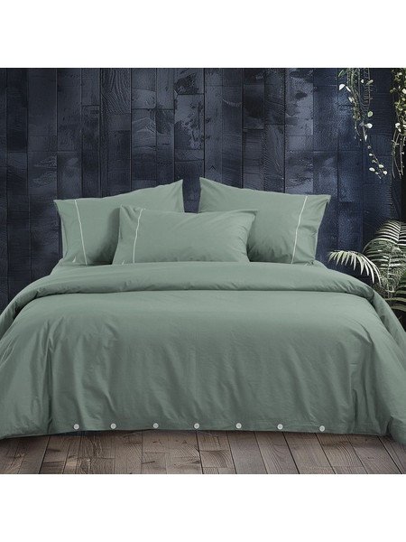 Παπλωματοθήκη Nau Wave Solid (Σετ 3τμχ) Green Nautica Υπέρδιπλo 240x220cm 100% Βαμβάκι