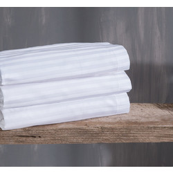 Rythmos Σεντόνι Ημίδιπλο 170x270cm Satin Stripes Λευκό