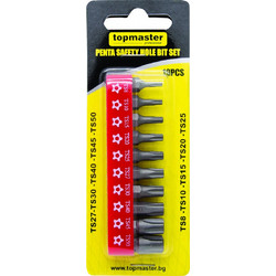 Top Master Μυτες Κατσαβιδιου Torx Με Τρυπα 1/4'' Σετ 10τεμ. - (330169)