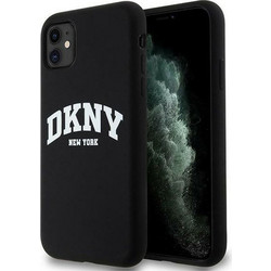 DKNY Liquid Silicone White Printed Logo MagSafe Back Cover Black (iPhone 11 / XR)