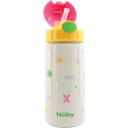 Nuby Straw Push Cup Παιδικό Μπουκάλι Πλαστικό με Καλαμάκι Λευκό 540ml