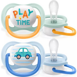 Philips Avent Ultra Air Ανατομικές Ορθοδοντικές Πιπίλες Σιλικόνης 0-6m Blue Car 2τμχ