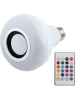 LED Λάμπα RGB που αλλάζει Χρώματα, 1080 lm Φωτεινότητα και Ηχείο Bluetooth & Χειριστήριο E27 12W RGB