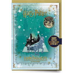 HARRY POTTER - Hogwarts in the Snow - Greeting card with Pin