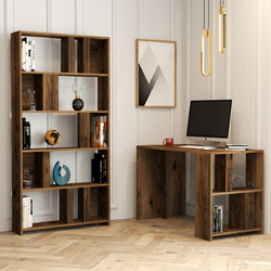 Hanah Home Lima Γραφείο με Βιβλιοθήκη Walnut