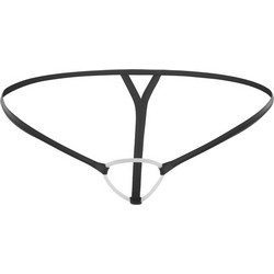 Men Thin Strap T-back With Silicone Ring Black