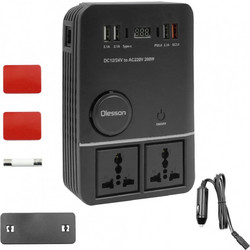 Inverter Αυτοκινήτου 200W για Μετατροπή 12V - 24V DC σε 220V AC με 4xUSB Olesson 1661 Μαύρο