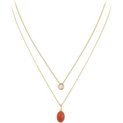 So Charm Σετ 2 Κολιέ διακοσμημένο με Κρύσταλλα Swarovski και με Κόκκινο Όνυχα, Χρυσό B2458R+BS3086D
