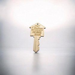 Ξύλινο κλειδι First Christmas in our new home 2026 Κωδ.63148