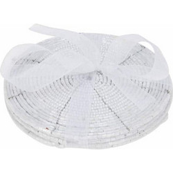 JΚ Home Decor - Σουβέρ Λευκό Με Χάντρες S/4 10cm