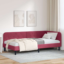 vidaXL Κρεβάτι Γωνίας Βελούδινο 90x190cm Μπορντό 42016600