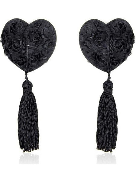 Rose Heart Nipple Covers Black