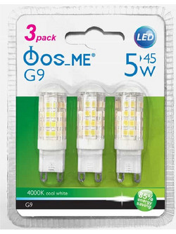 ΦOSME LED CORN G9 ΔΙΑΦΑΝΗ 5W 4000k 340LM 360 SET 3pcs