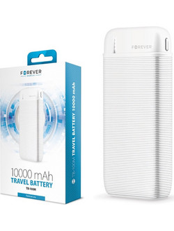 Forever TB-100M Power Bank 10000mAh με 2 Θύρες USB-A & Θύρα USB-C White