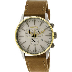Nixon Sentry Ανδρικό Ρολόι Χρονογράφος με Καφέ Δερμάτινο Λουράκι A405-2548-00